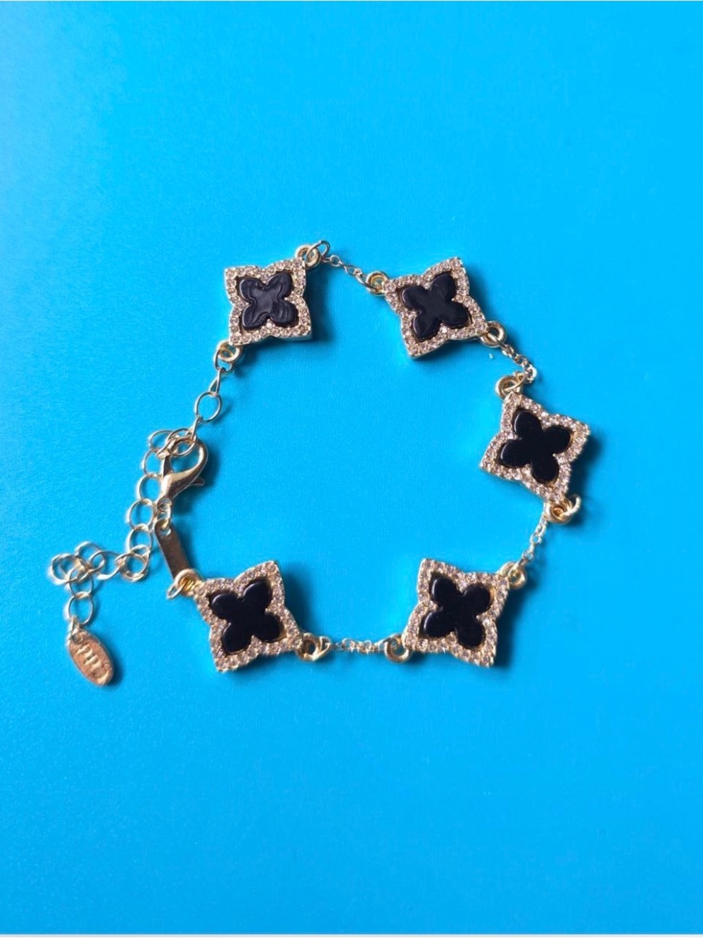 Clover Canyon Gold and Black Clover Motif Bracelet